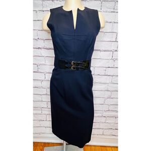 Milly Womens Blue Sleeveless Double Buckle Waist Sheath Dress Size 0
